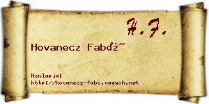 Hovanecz Fabó névjegykártya